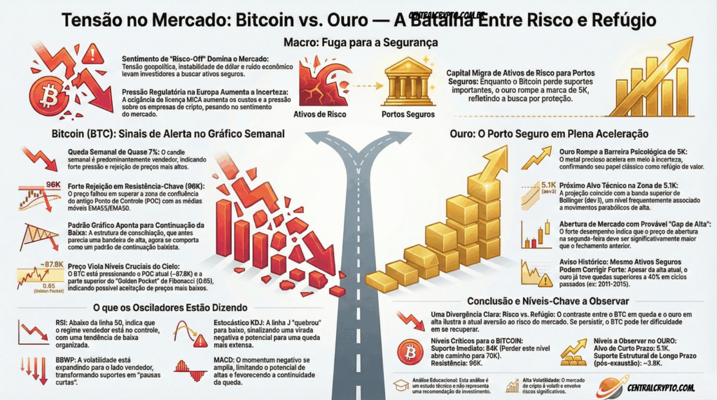 Bitcoin fecha a semana com Bandeira de baixa