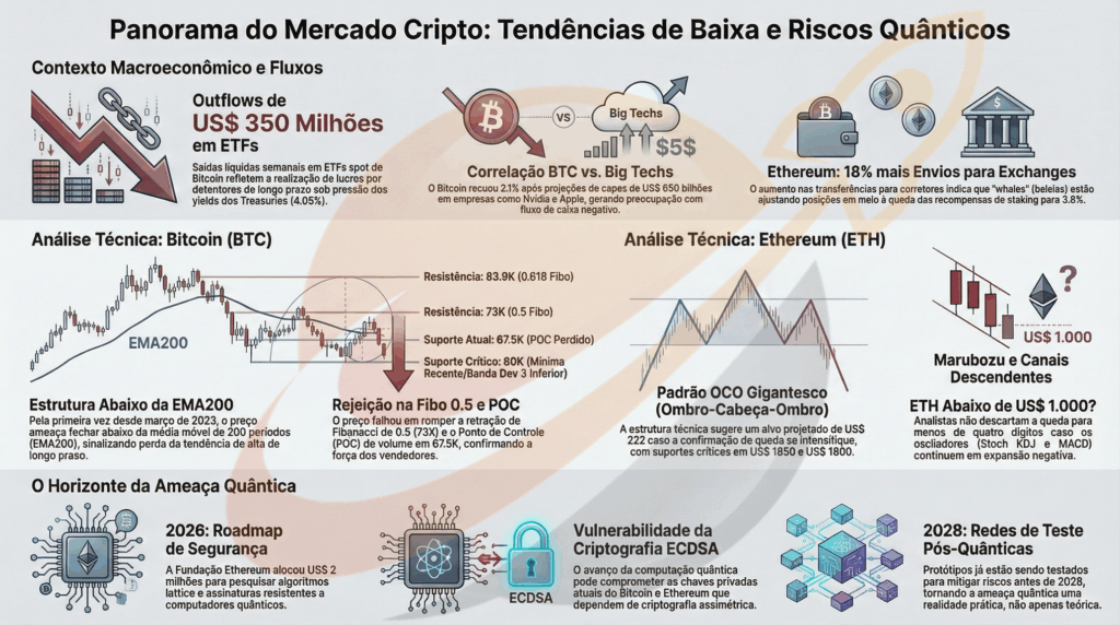 Bitcoin Amea&ccedil;a fechamento abaixo da EMA200 semanal